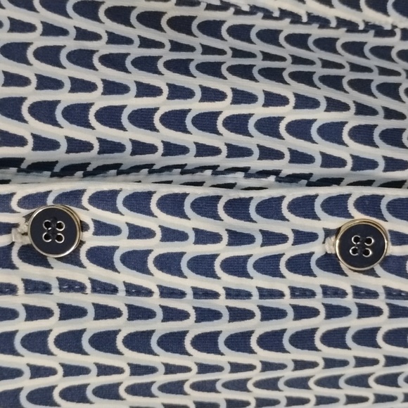 J. McLaughlin Luxury Blue and White Midi Shirt Dress Preppy Minimalist - Picture 6 of 16